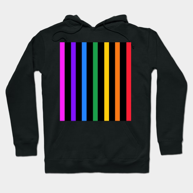 Vintage black and rainbow stripes - vertical Hoodie by bettyretro